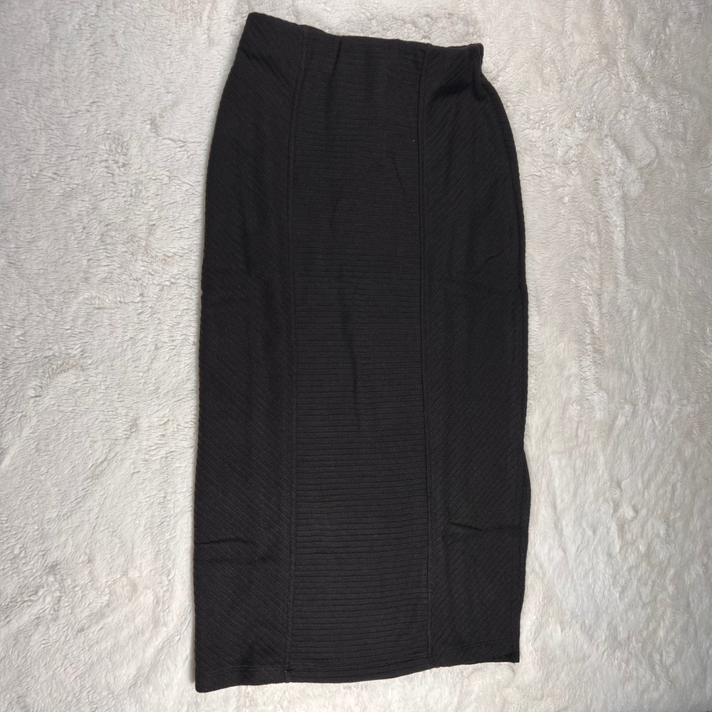 Band of the Free Women's Black Ribbed Knit Pencil‎ Midi Skirt Size XS NWT
